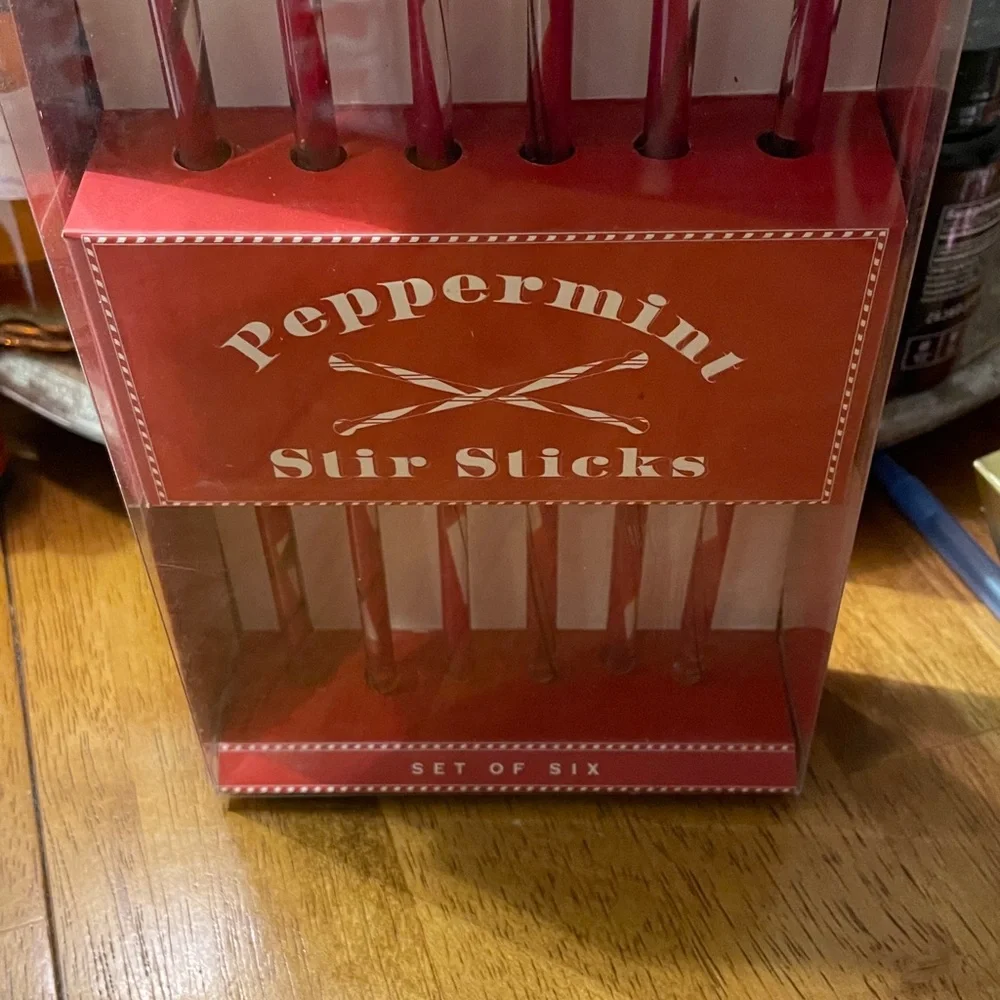 Williams Sonoma Glass Peppermint Stir Sticks - Red and White